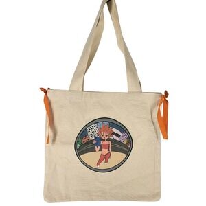 H8r Fan Club Canvas Tote Bag Anime Style Graphic Y2K Orange Ribbon Indie